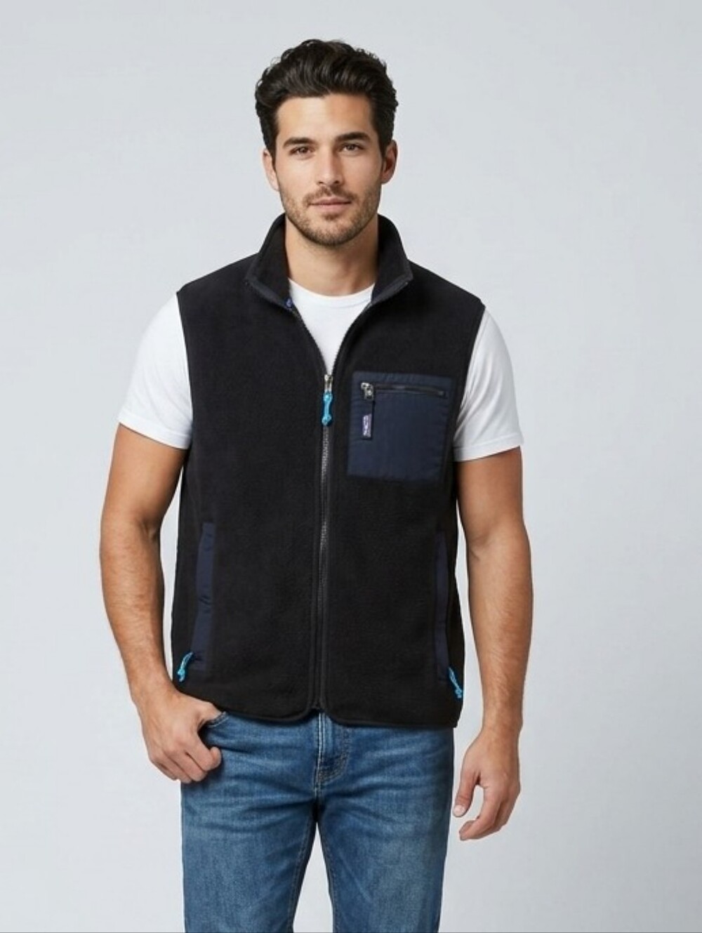 Patagonia Synchilla Fleece Vest Mens M Medium Black Full Zip Jacket Blue Pulls